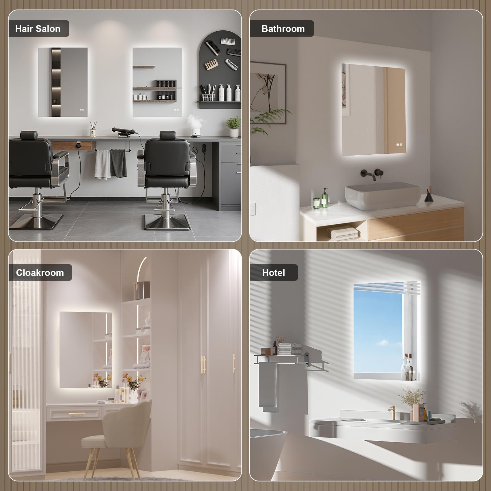 Miroir Salle de Bain avec Eclairage, Miroir LED Salle de Bain, Anti-buée, 3 Couleurs Lumière, Dimmable, Mémoire, Verre trempé HD, IP44, Horizontal/Vertical (Rectangulaire, 80 x 60 cm)