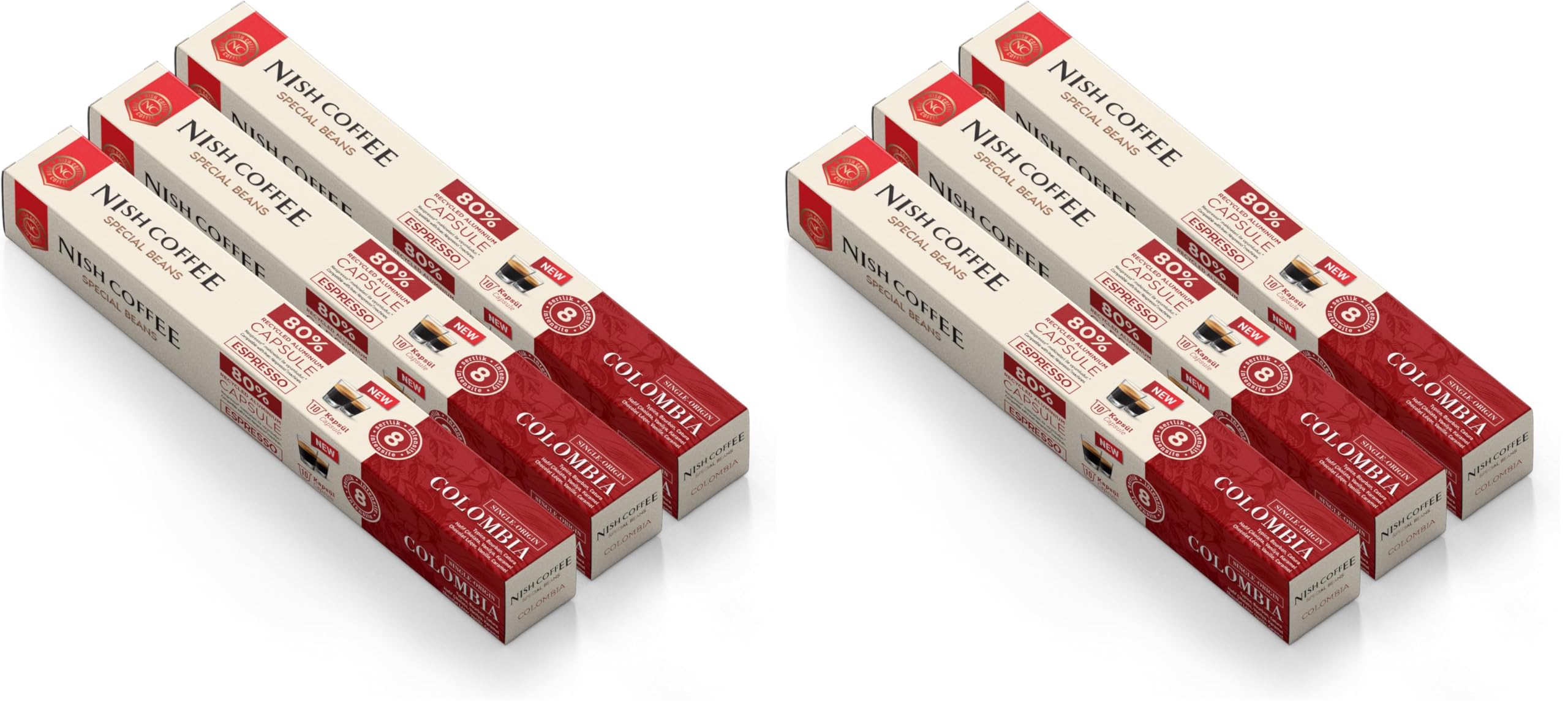 Nish Kahve Single Orijin Kapsül Kahve Colombia Nespresso Uyumlu 3'lü Set 30 Kapsül (2 paketi)