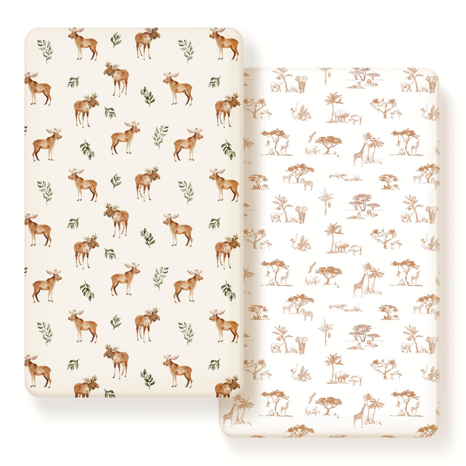 GRSSDER Stretch Ultra Soft Jersey Knit Fitted Crib Sheets Set 2 Pack, Universal Fit All Standard Crib Mattress Pads Safe and Snug, Crib Fitted Sheet with Deep Pocket, Original Design for Baby