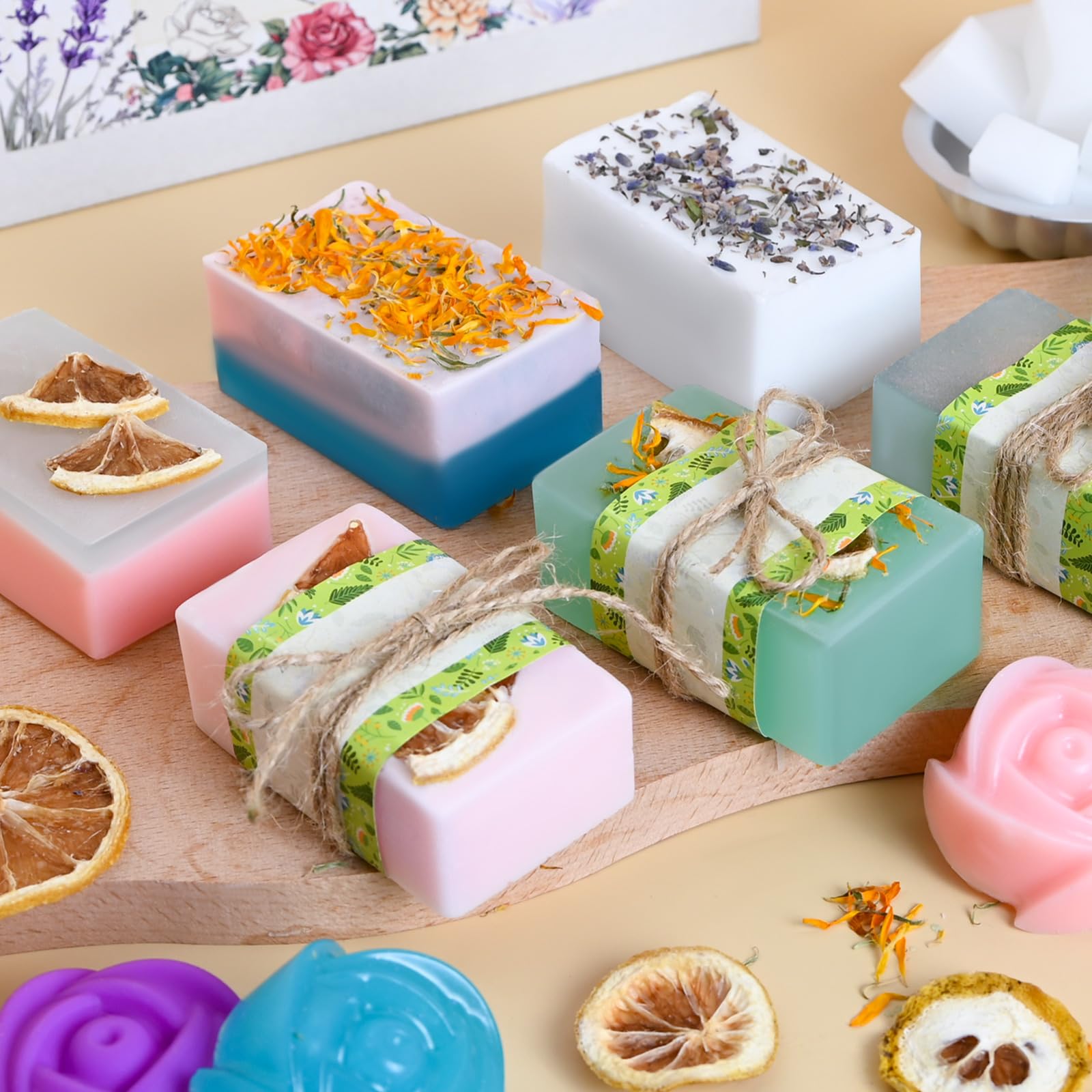 Vezerd Seife Selber Machen, Kreative Bastelset Erwachsene DIY Set Seifenherstellung mit Seifenform, Seifenbasis und Rohseife, Badebomben Seifen Soap Making Kit für Anfänger, Als Geschenk