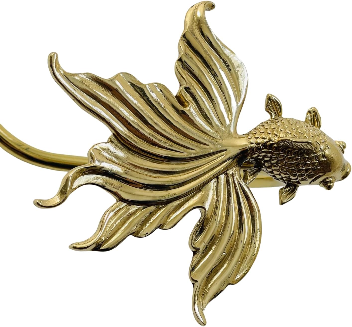 Set of 2 Ornate Solid Brass Animal Goldfish Curtain Holdbacks,Handmade Vintage Decorative Drapery Tiebacks Home Decor,Curtain Tiebacks for Drapes