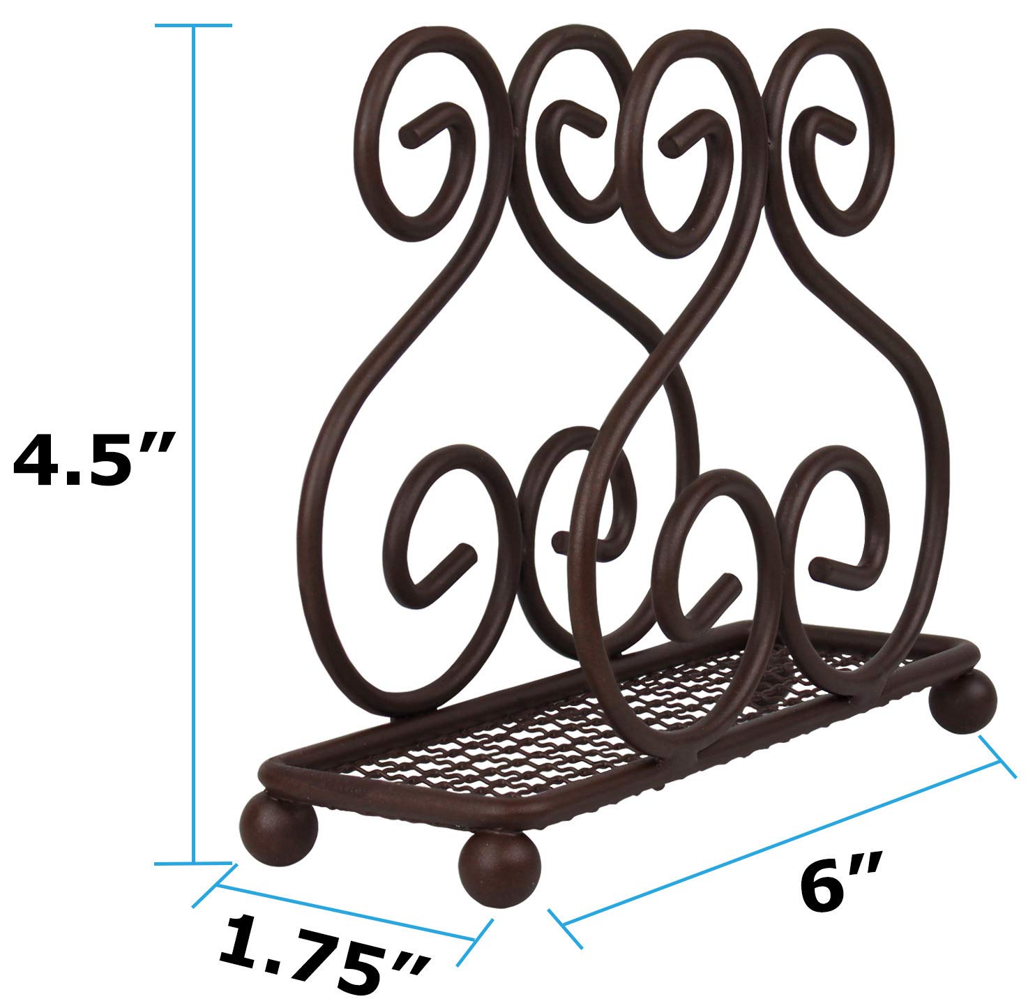 Blue Donuts Scroll Collection Servilletero - Servilleteros para mesas, soporte para servilletas de granja, soporte para mesa de comedor, servilleteros para cocina, marrón