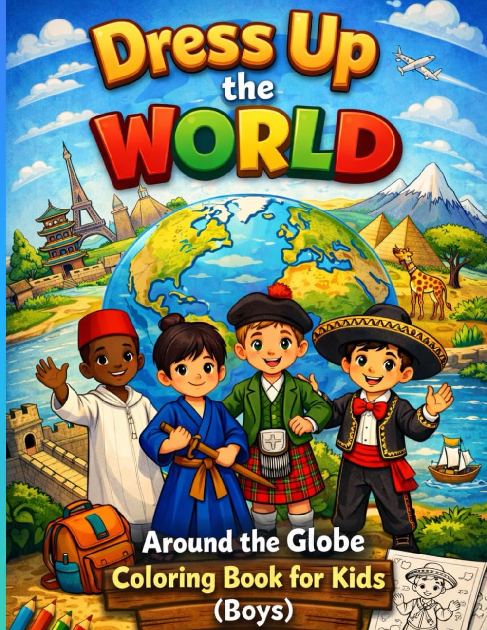 Dress Up the World: Around the Globe Coloring Book (Boys)
