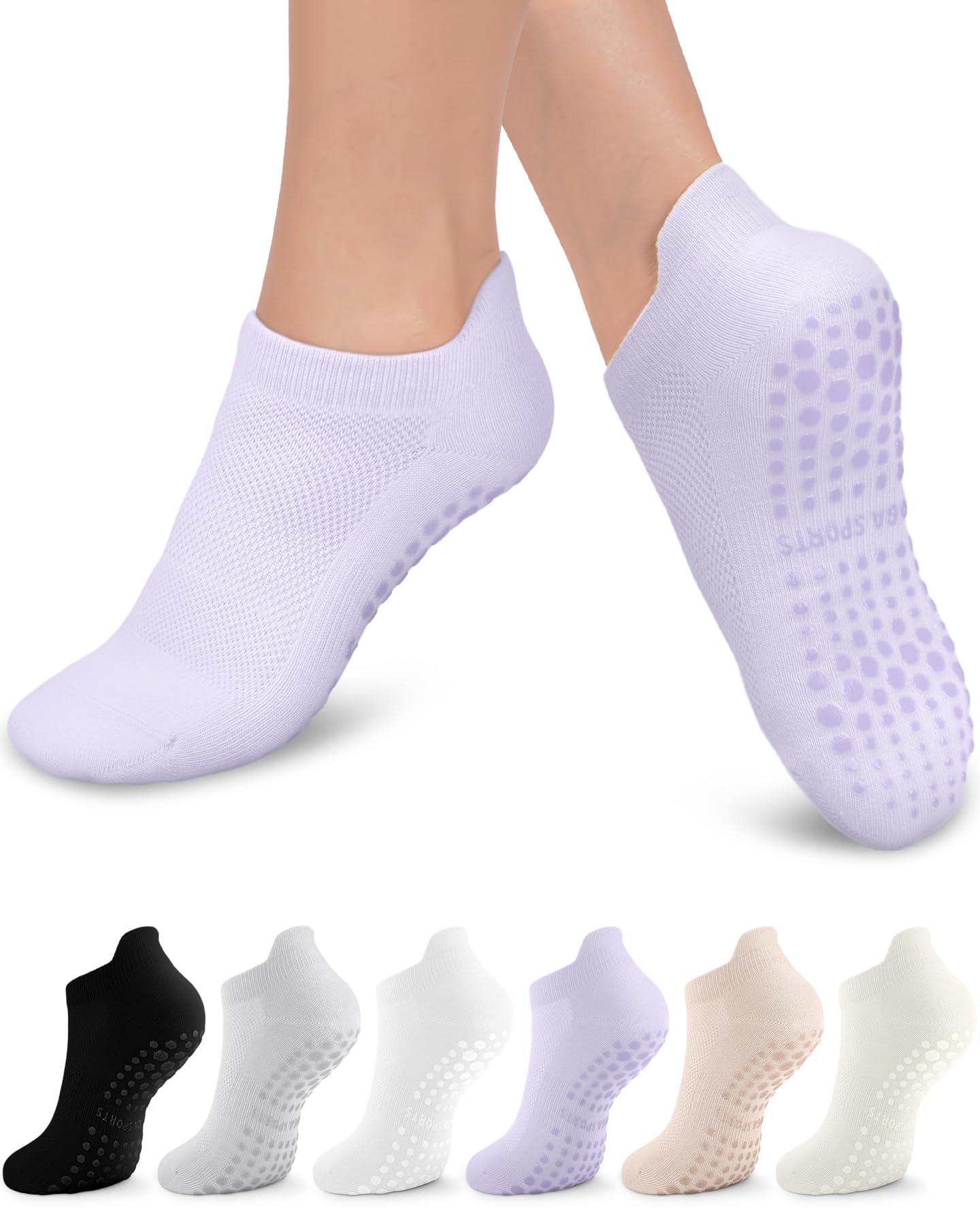 Aoliks Grip Pilates Socks Women, Yoga Socks for Ballet Barefoot Workout Athletic Socks