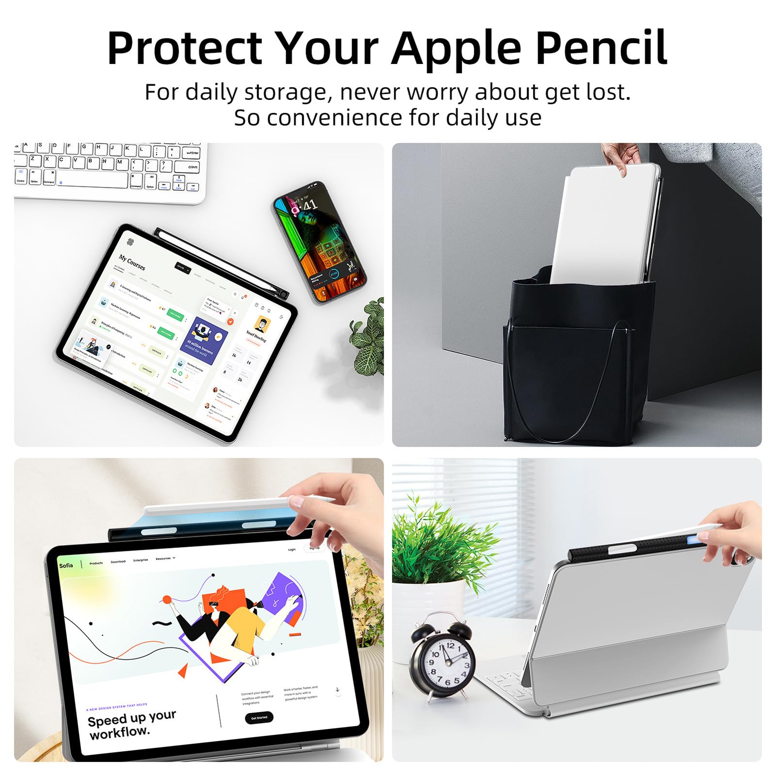 Uchwyt na długopis/pióro dla Apple Pencil 2. generacji, etui kompatybilne z Magic Keyboard, Smart Keyboard Folio i innymi magnetycznymi etui, uchwyt na rysik do iPada - czarny