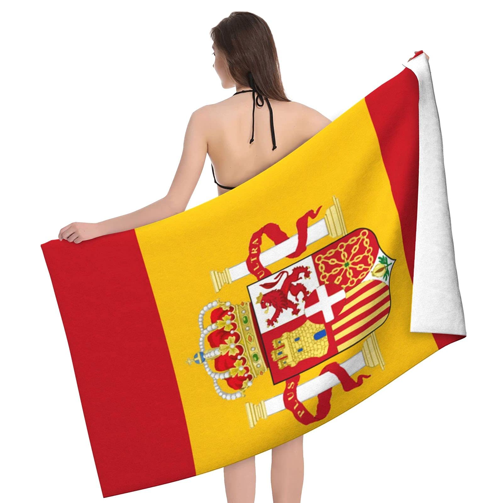 Telo Mare Grande In Microfibra 80x130 Cm - Asciugamano Da Spiaggia Con Bandiera Spagnola E Toro, Asciugatura Rapida E Anti-Sabbia