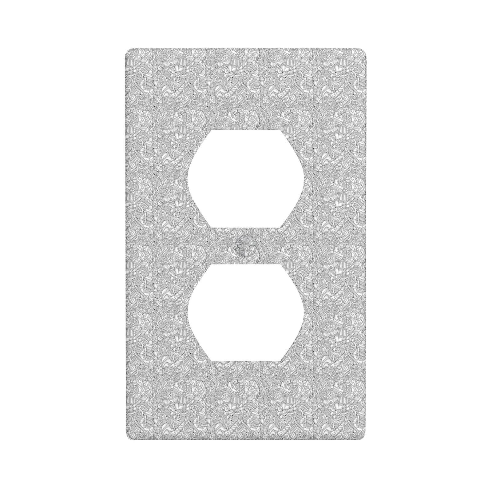 Ski Pattern Electrical Outlet Cover Plates Decorative,Outline Jumble Cold Items,Duplex Receptacle Wall Plate Single Gang Light Switch for Kitchen Standard Size 4.5,Grey White