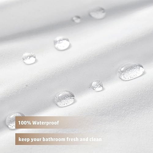 Miniatura 3 de Felisa Cortina de ducha de tela impermeable corta con 3 imanes grandes, 72 x 65 pulgadas, calidad de hotel y tela suave, cortina de ducha lavable