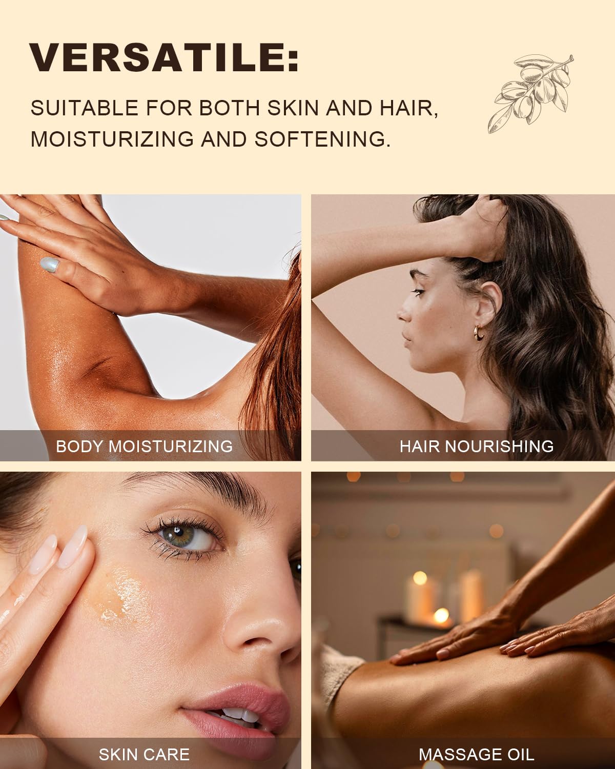 USDA Organic Argan Oil for Hair, Pure and Natural Morocco Argan Oil, Argon Oil For Hair, Scalp, Face & Skin Care, 100% Cold Pressed Hair Conditioner, Unrefined Argon Nails Carrier Oil (8 Fl Oz) - Image 6