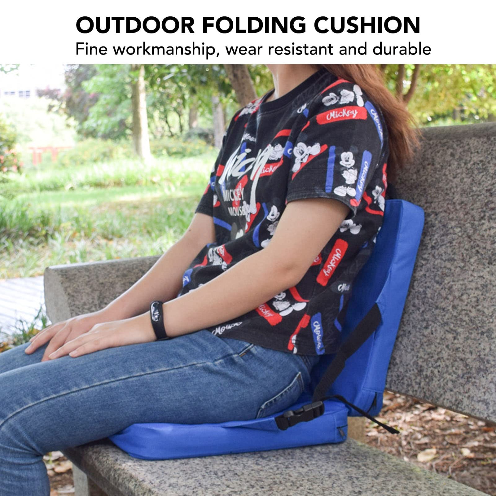 Fockety Cojín de Asiento de Estadio Portátil, Silla de Suelo Acolchada Plegable para Exteriores con Respaldo, Asiento de Blanqueador de Estadio Ligero para Eventos Deportivos, Camping, Playa
