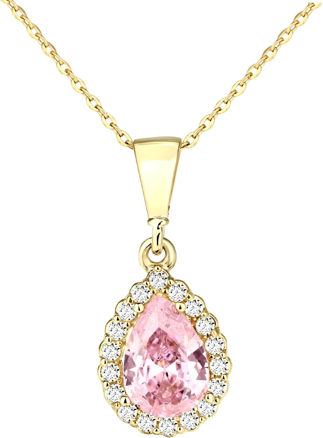 Old English Jewellers 9ct Yellow Gold Pink Sapphire Teardrop Pendant