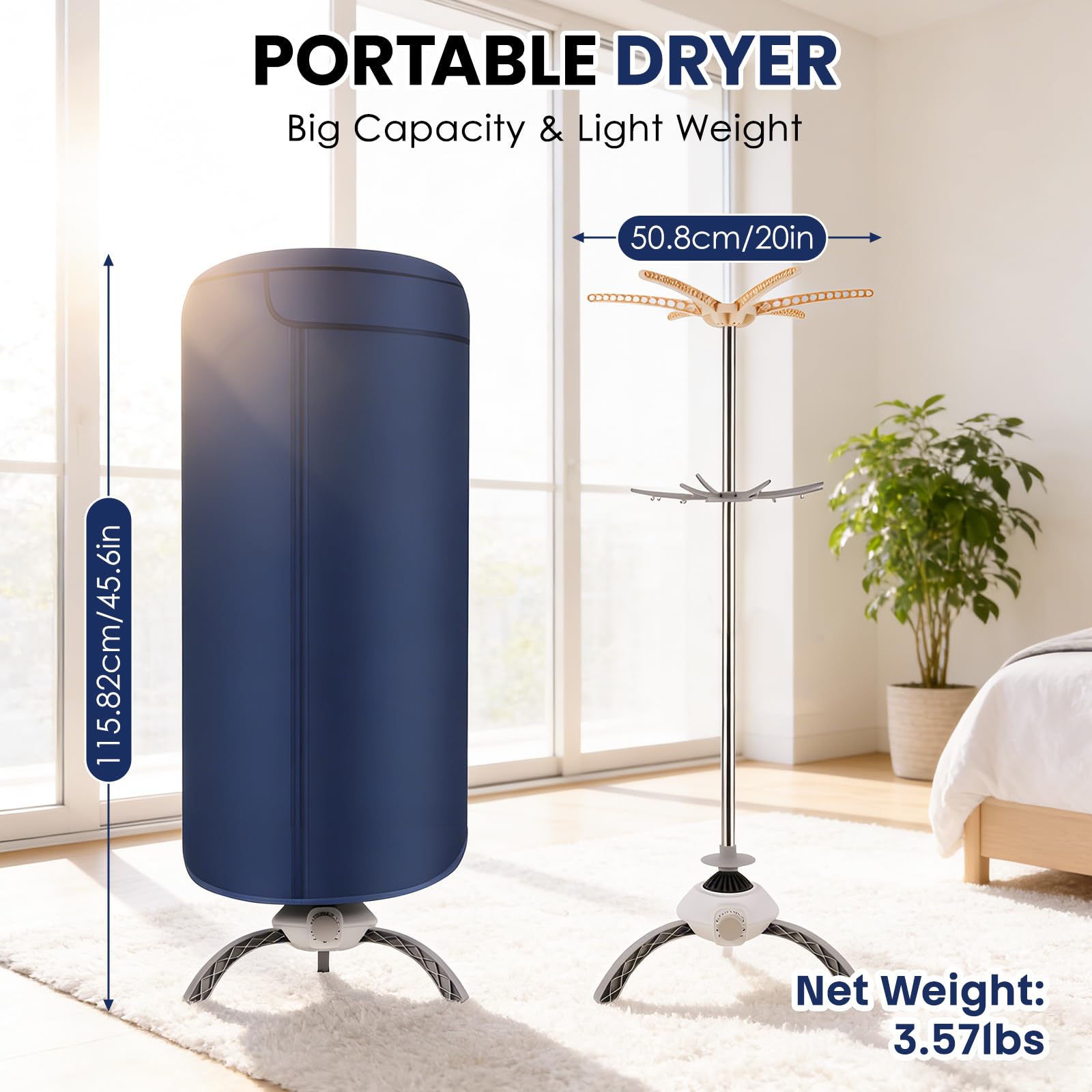 Heated Clothes Airer, 900W Portable Electric Clothes Dryer Indoor, 12kg 2-Tier Circulates Hot Air Airer Machine for Quick Drying, Energy Efficient Indoor Drying for Household - 3