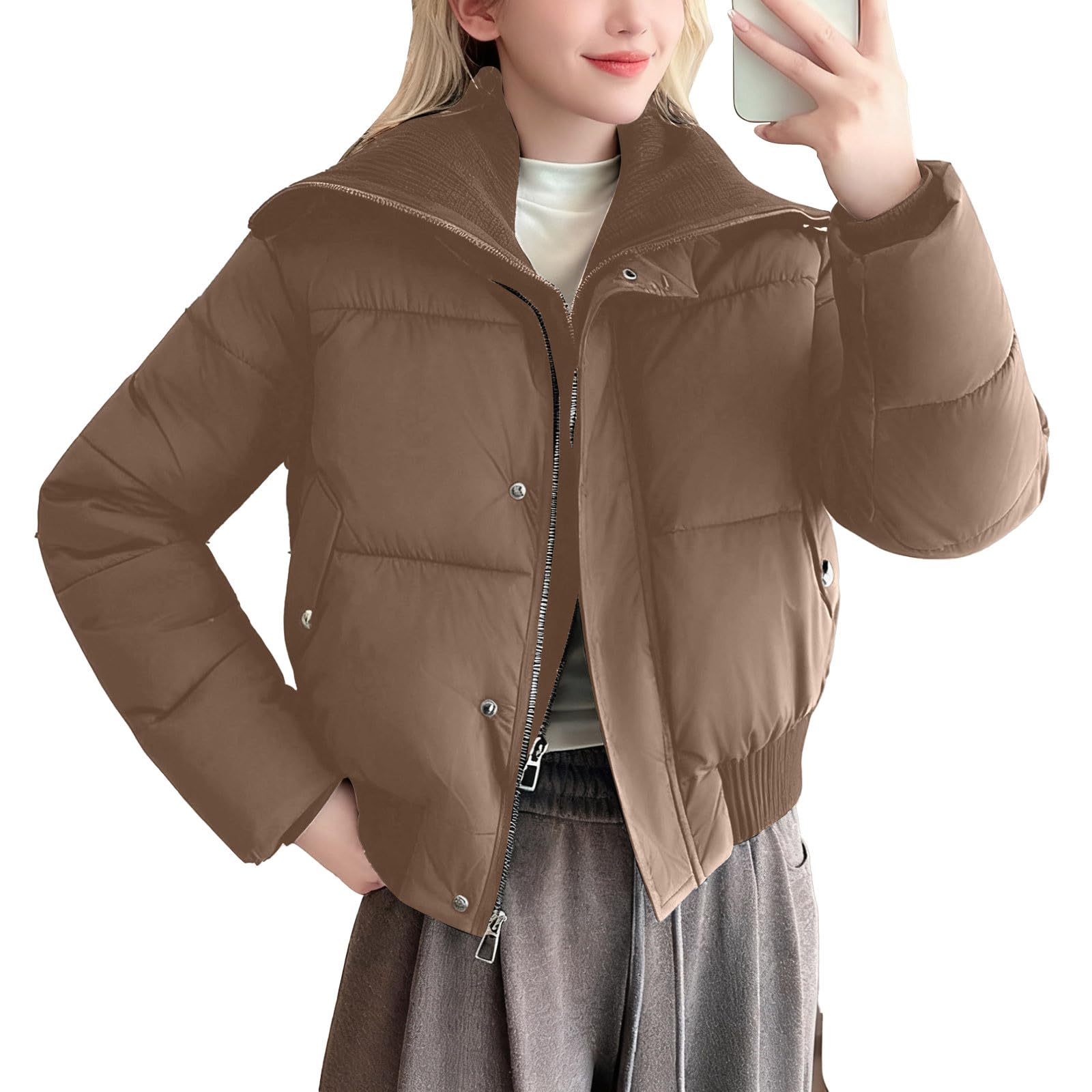 Chaqueta Mujer Abrigo Entretiempo Invierno Cazadora Plumiferos，Abrigo acolchado corto y para exteriores ligero con aislamiento térmico y capucha ajustable diseño cómodo ideal mujer