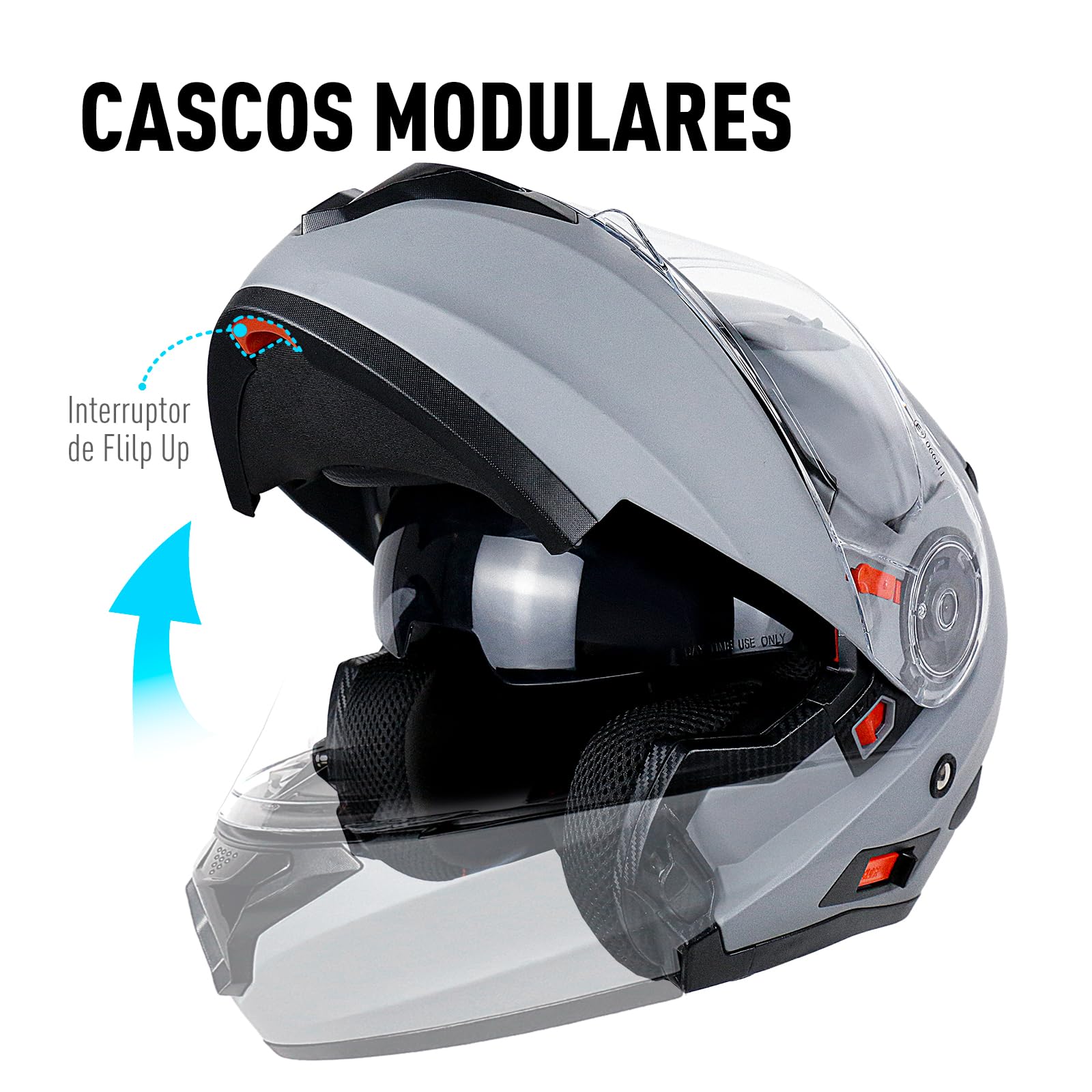 Casco Moto Integral Casco Modular abatible con protección para la Barbilla, Casco de Motocicleta Homologado ECE 22.06 con Doble Visera para Mujer Hombre Adultos