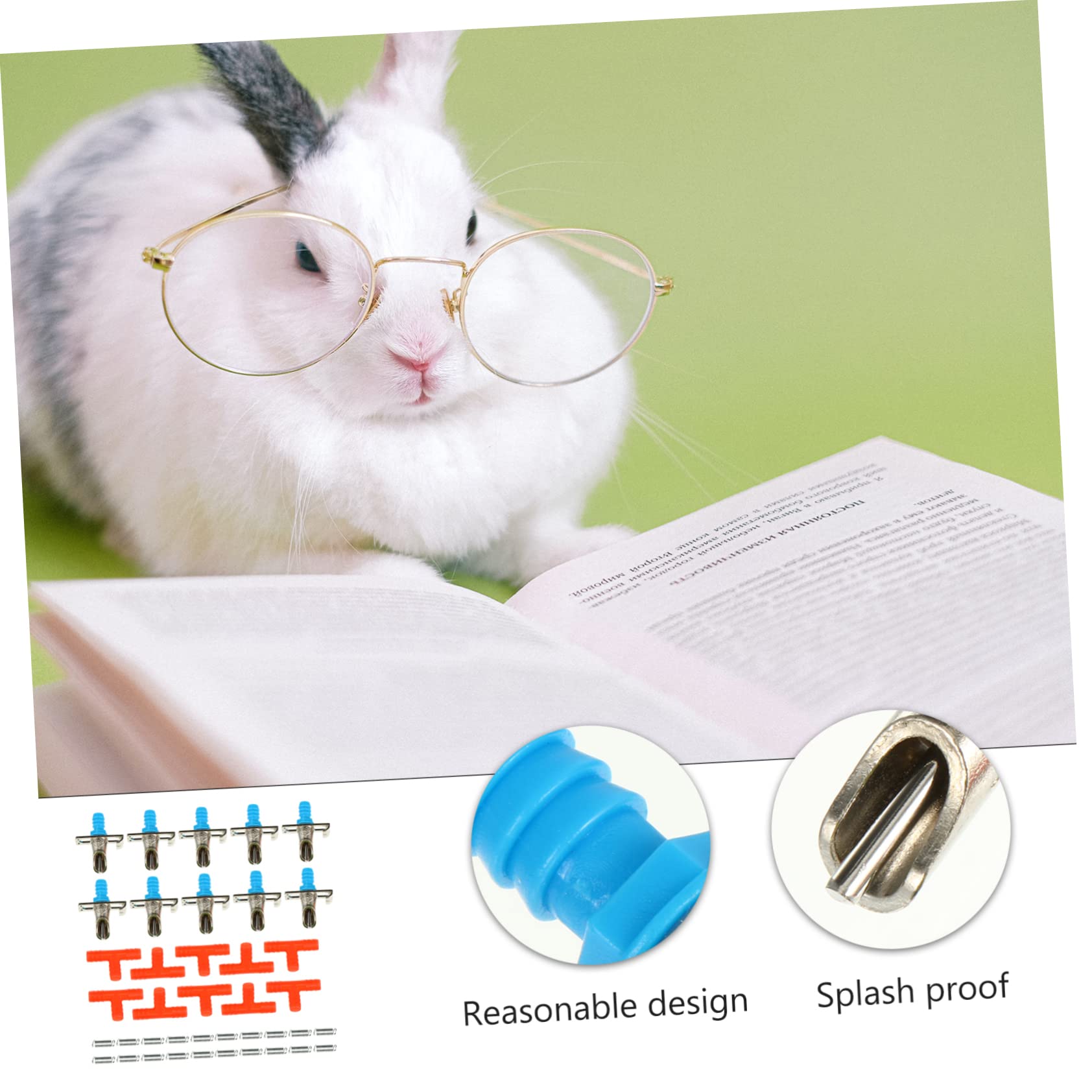 HOLIDYOYO Rabbit Water Bottle Nozzle 10pcs Feeding Bowls Dual Spring Design Safe for Pets