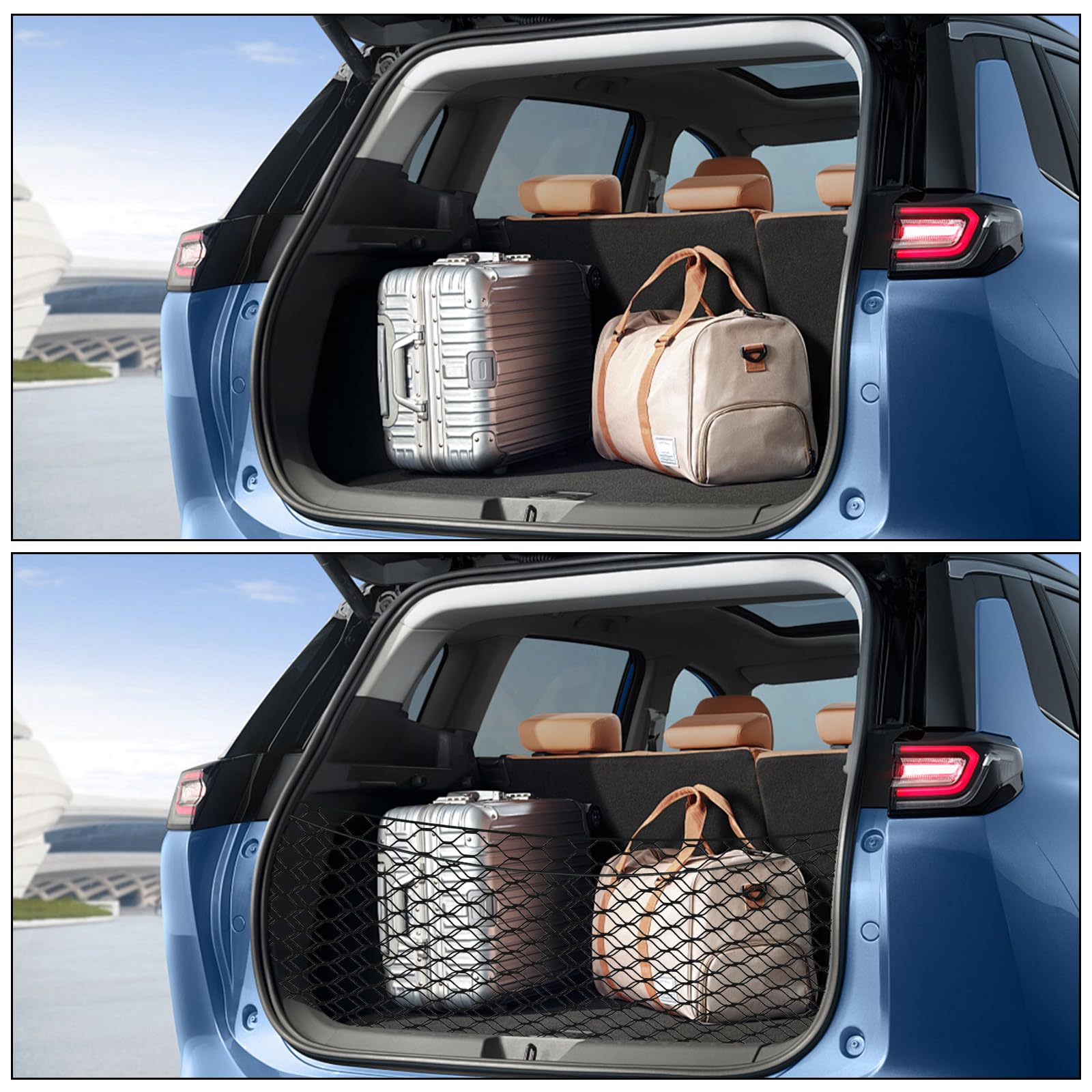 Car Rear Cargo Net, Adjustable Elastic Storage Organizer 35.4x15.8, Black