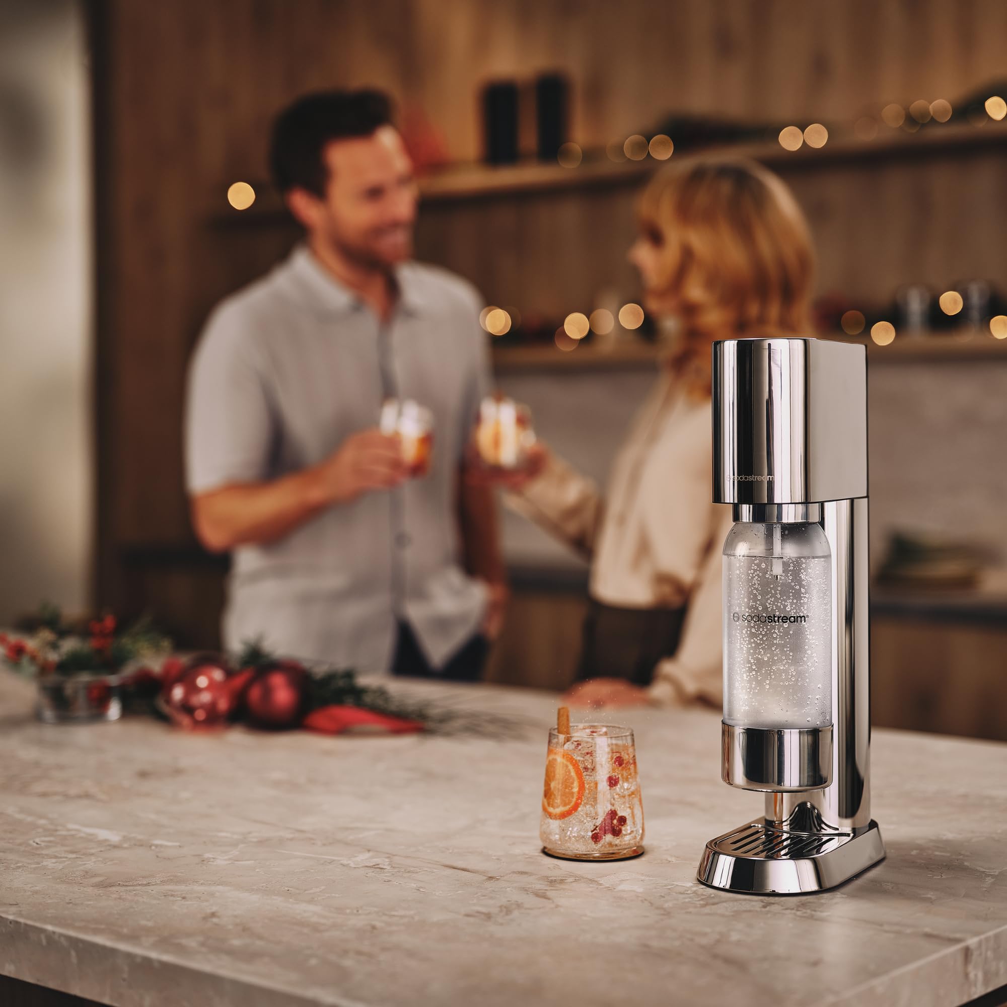 sodastream Enso - Máquina Gasificadora de Agua Premium de Acero Inoxidable, Incluye Botella de 1 Litro para Gasificar Apta para Lavavajillas