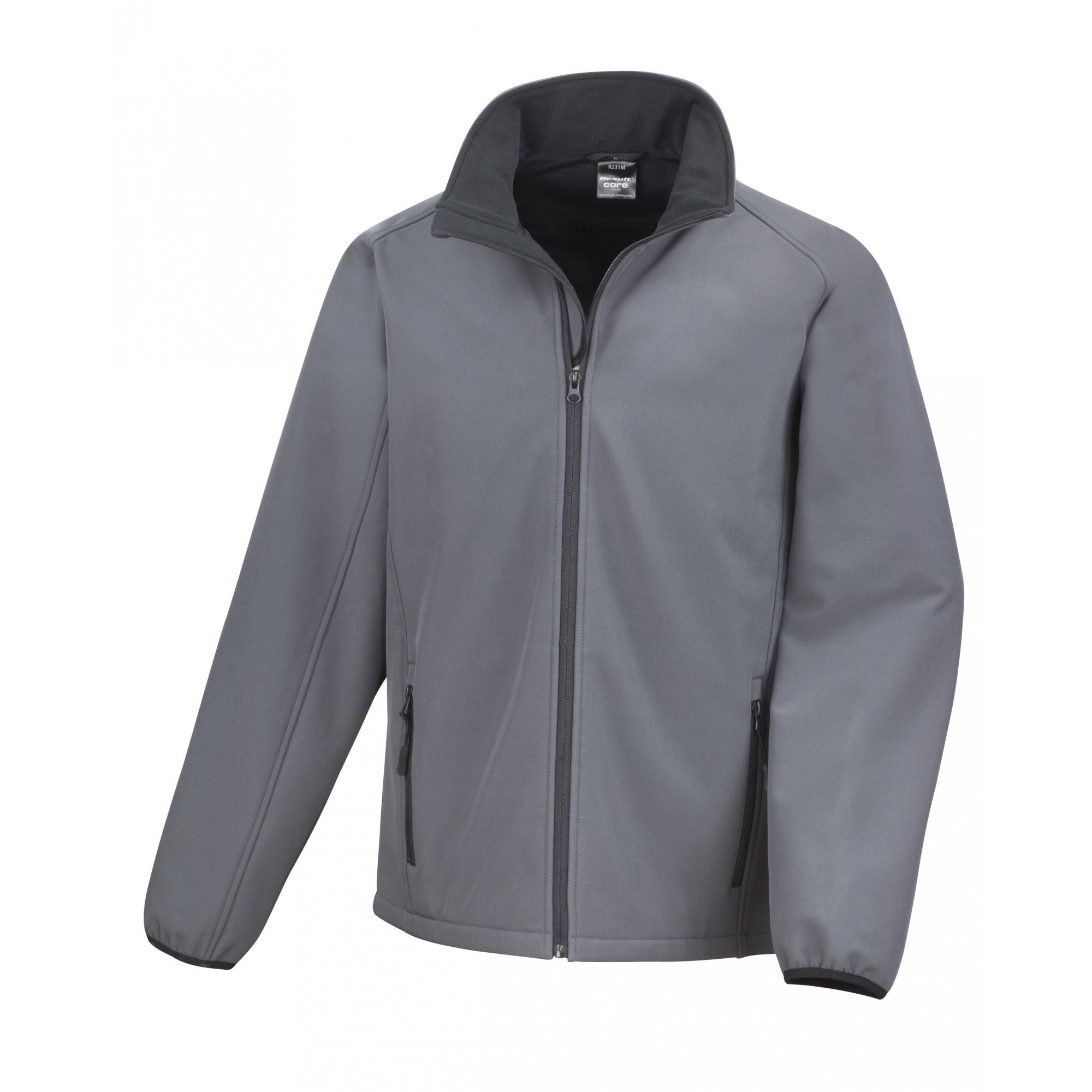 Result Men's Core Printable Soft Shell Blouson Plain Turtleneck Long Sleeve Jacket, Grey (Cha/Blk), X-Large(Manufacturer Size:XL)