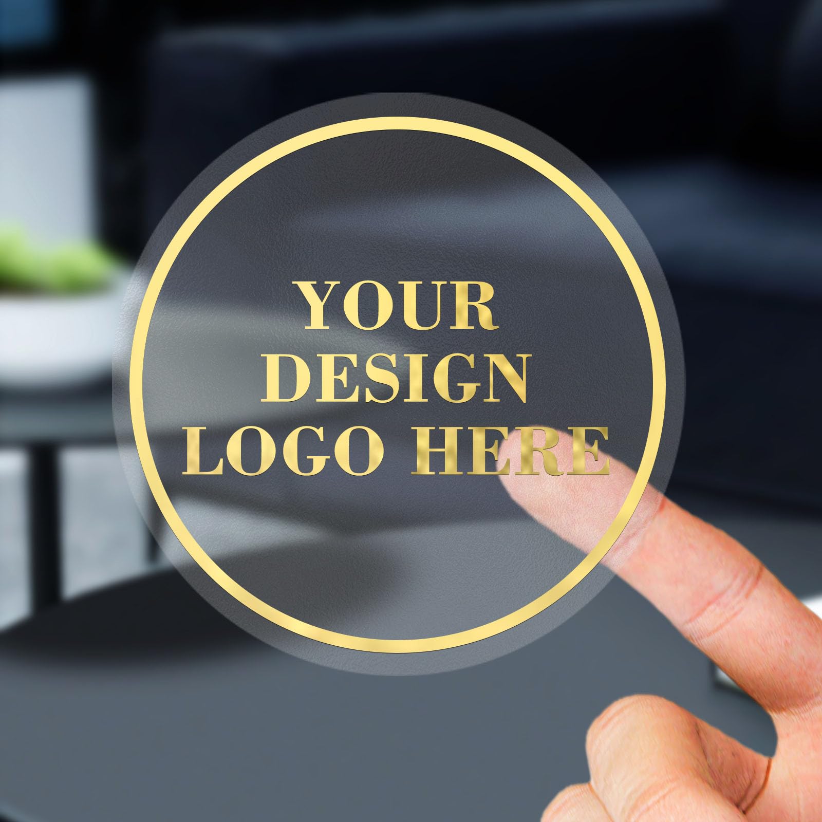 Custom Stickers Clear Transparent Gold Foil Personalized Sticker for Businesses Logo and Name Thank You Stickers Round Foil Sticker (Transparent)