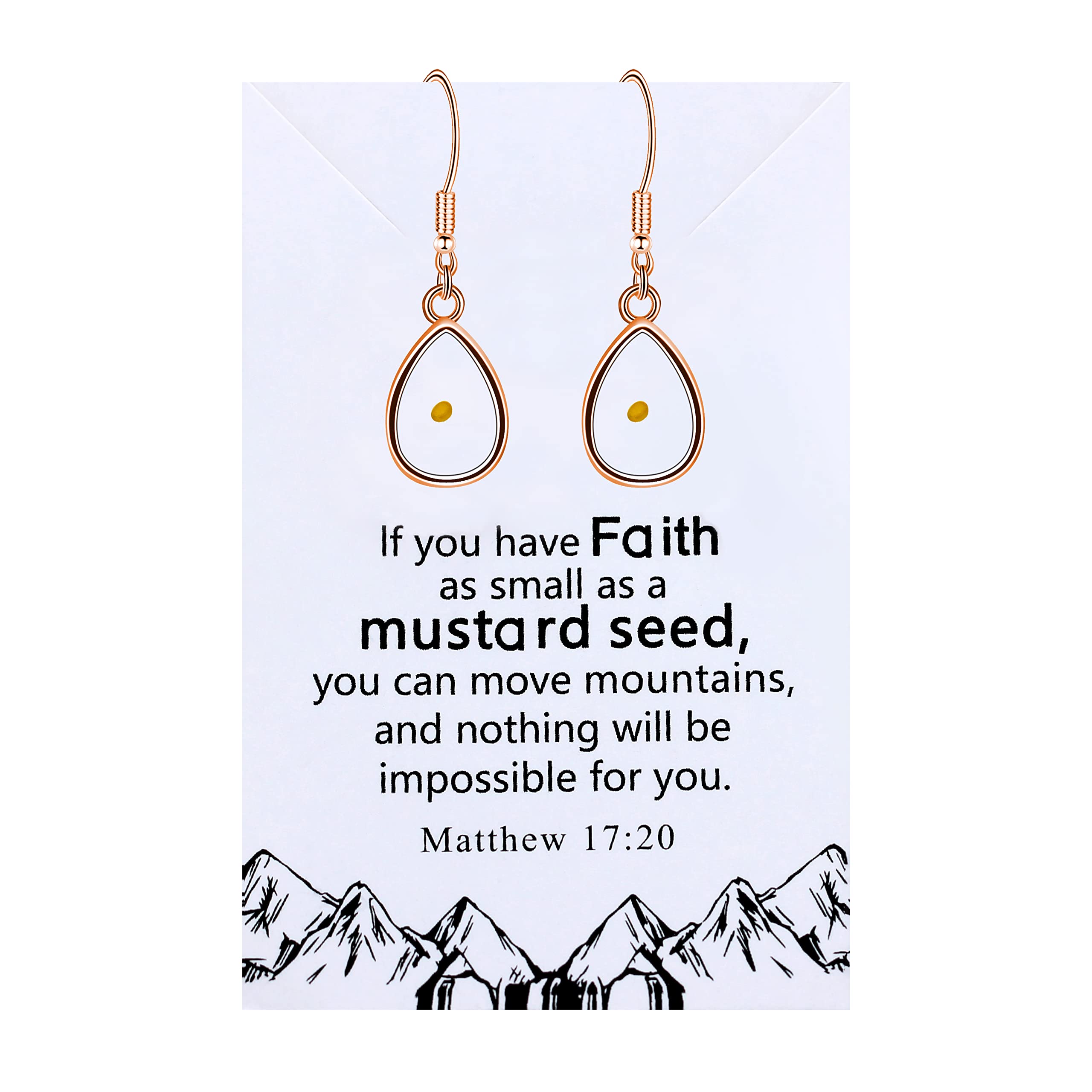 Real Mustard Seed Dangle Drop Earrings Stainless Steel Faith Religious Jewelry with Gift Box Y1564