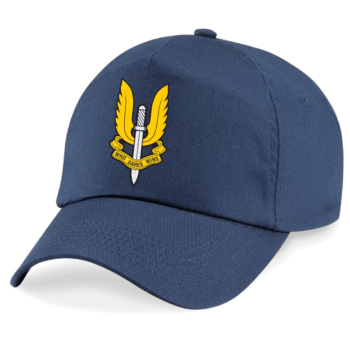SAS Special Air Service Who Dares Wins Special Forces Insignia Baseball Cap British Army Military Embroidery (Navy)