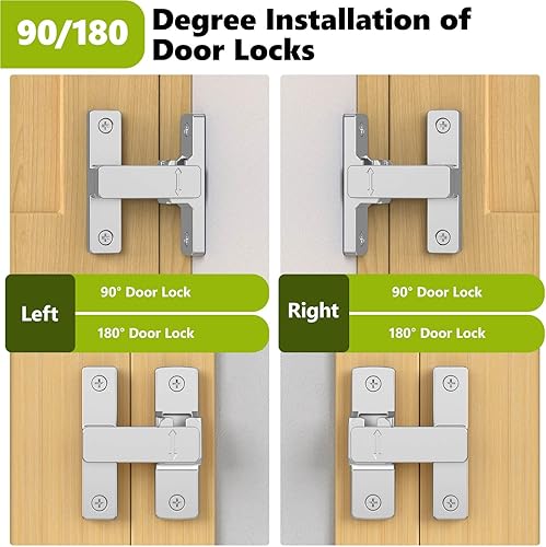Miniatura 4 de Cerradura de puerta de granero, cerradura de puerta corredera de zinc de 90180 grados, pestillo de seguridad resistente para pantalla, armarios,