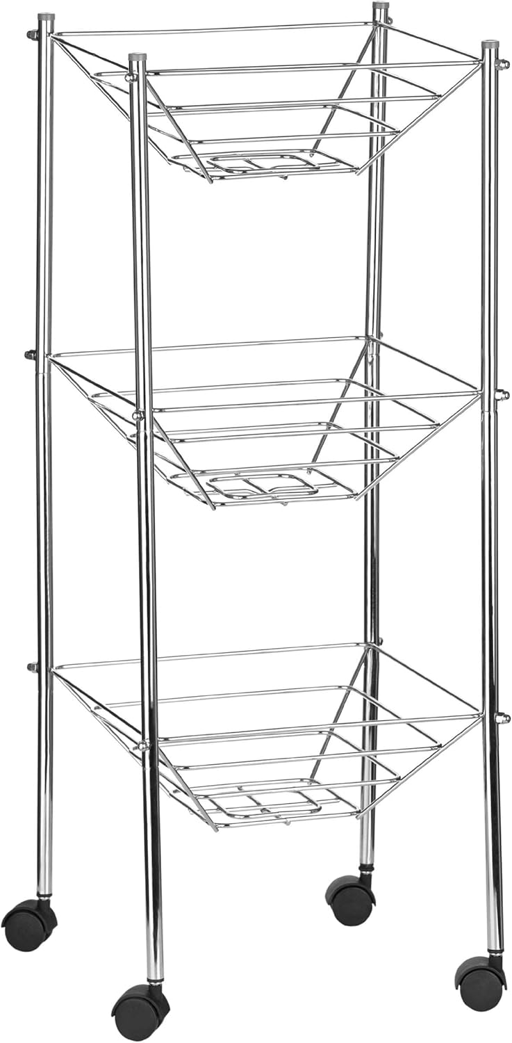 Premier Housewares Kitchen Trolley 3 Rack Kitchen Trolleys With Wheels Chrome Vegetable Trolley
