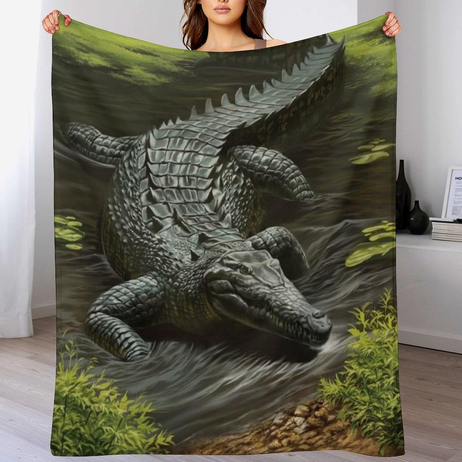 Couverture polaire flannel crocodile très doux et moelleux pour rester au chaud tout l'hiver