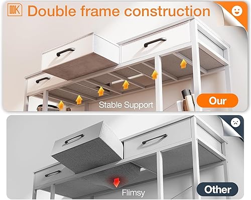 Miniatura 14 de ODK Escritorio pequeño para computadora de oficina: mesa para el hogar con cajones de tela y estantes de almacenamiento, escritorio moderno,