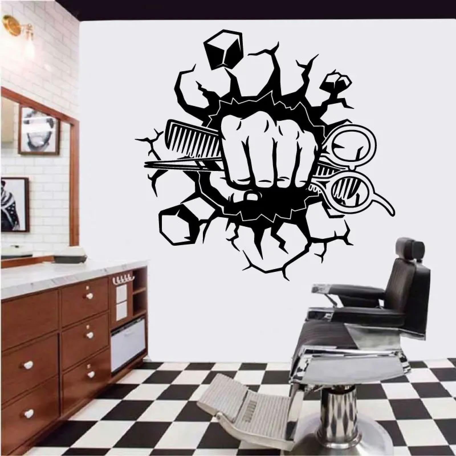 YOUOUSI Men's Hair Salon, Beard and Shaving Shop Signboard Decoration, Vinyl Barber Shop Glass Door and Window Decals