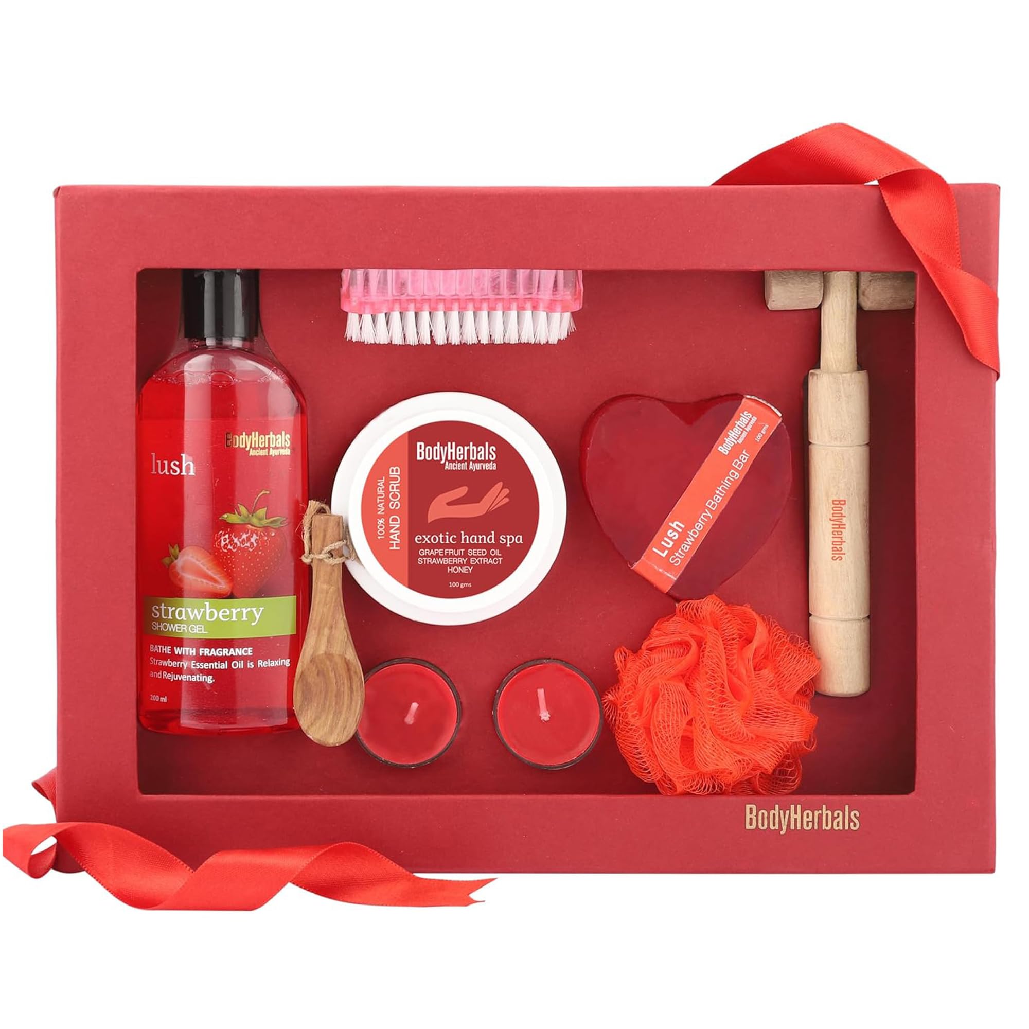 BodyHerbals Strawberry Essential Skincare Gift Set for Women & Men – 7 Pcs Bath & Body Care Hamper | Premium Gift Box for Weddings, Birthdays, Anniversaries, Valentine's Day, Gift & Special Occasions