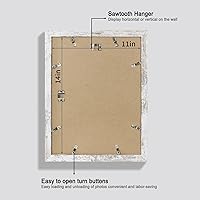 Vista 3 de 11x14 Picture Frame Set of 2, Made of Glass and Distressed White Wooden Frame, Display 8x10 Pictures with Mat or 11 x 14 Posters without Mat for