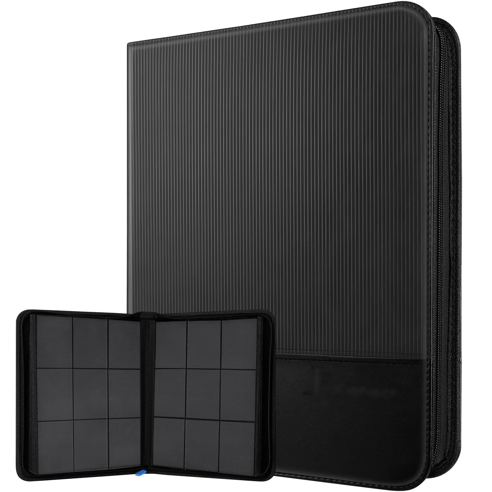 Trading Card Binder, 9 Pocket Card Binder 540 Cards with 30 Double Sided Sleeves, Waterproof PU Zip Trading Card Albums, Side Loading Trading Card Holder, Binder Folder Fits for Sports, Game Cards
