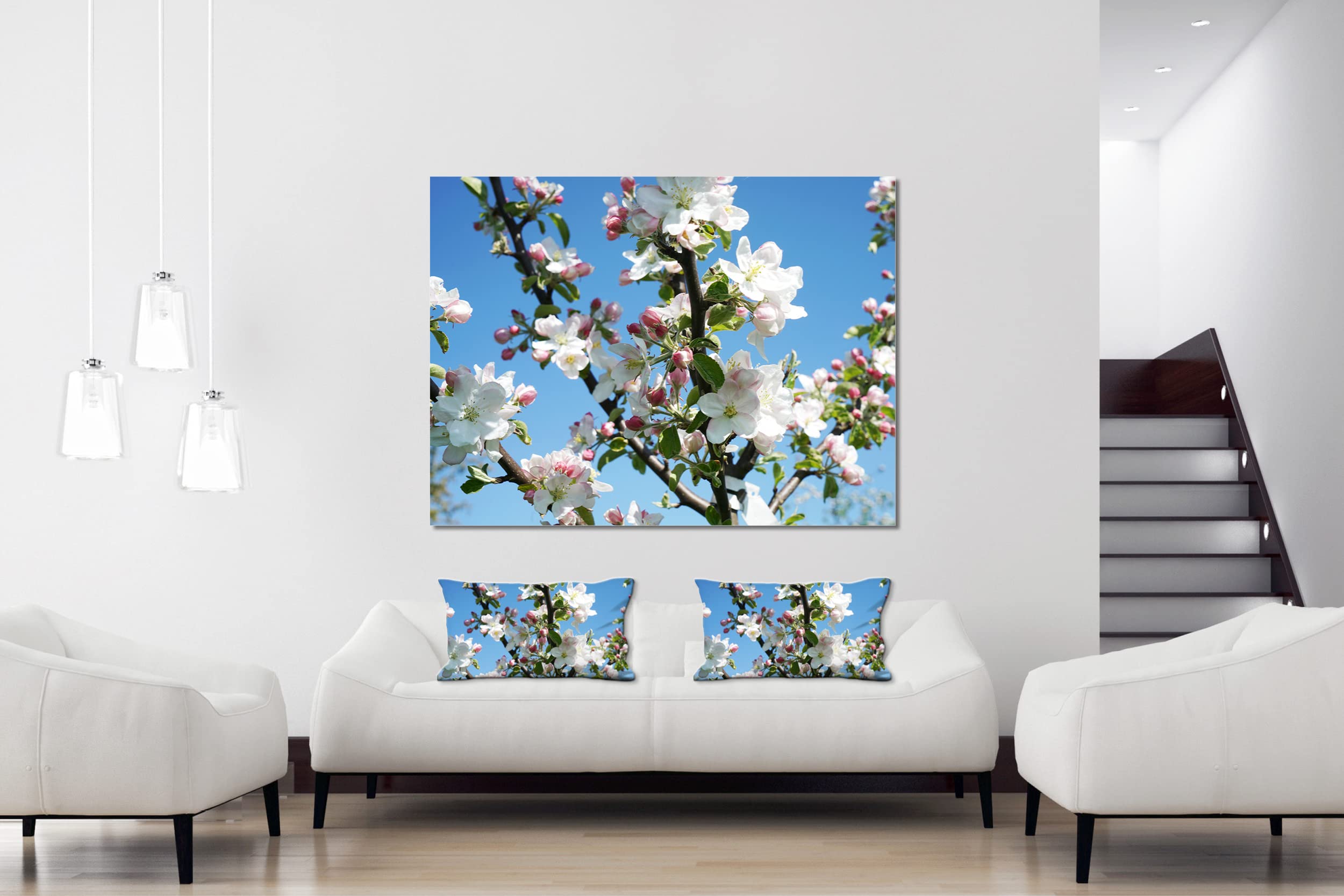 Glücksvilla - Fioritura dei meli (tela 2 cm, 60 x 40 cm) | varie misure - quadro murale orizzontale - giardino fiori fioritura pianta natura botanica albero ramo ciliegia
