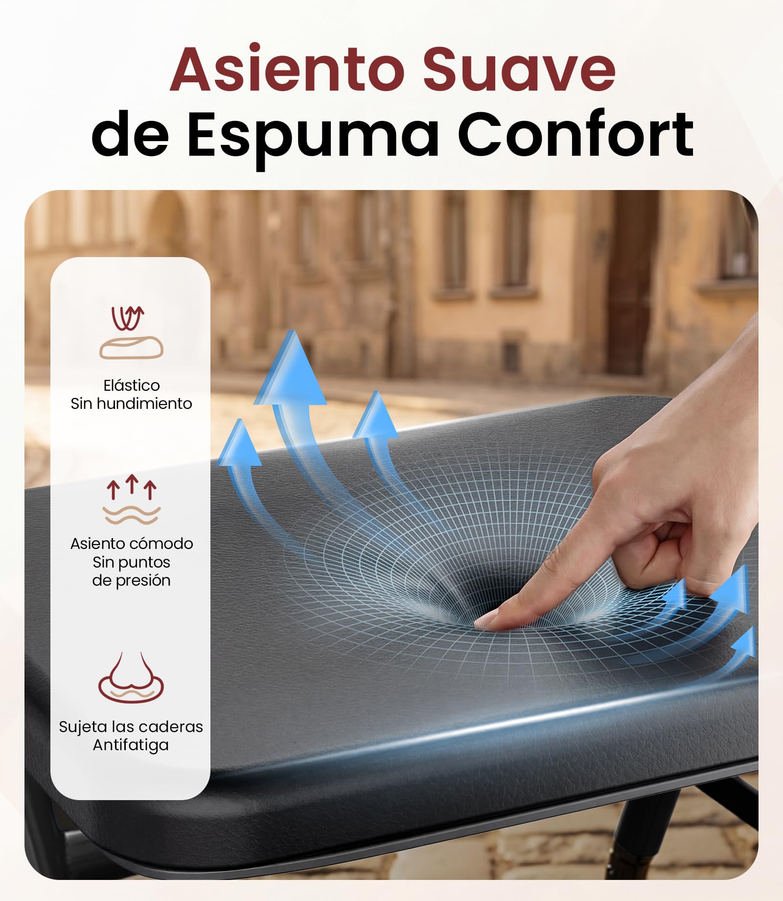 Andador para Ancianos con Asiento Plegable, Manillar y Asiento Regulables en Altura, Caminadores para Mayores, Ayuda para Caminar Ligera con Freno, Ruedas 8" Todoterreno, Negro