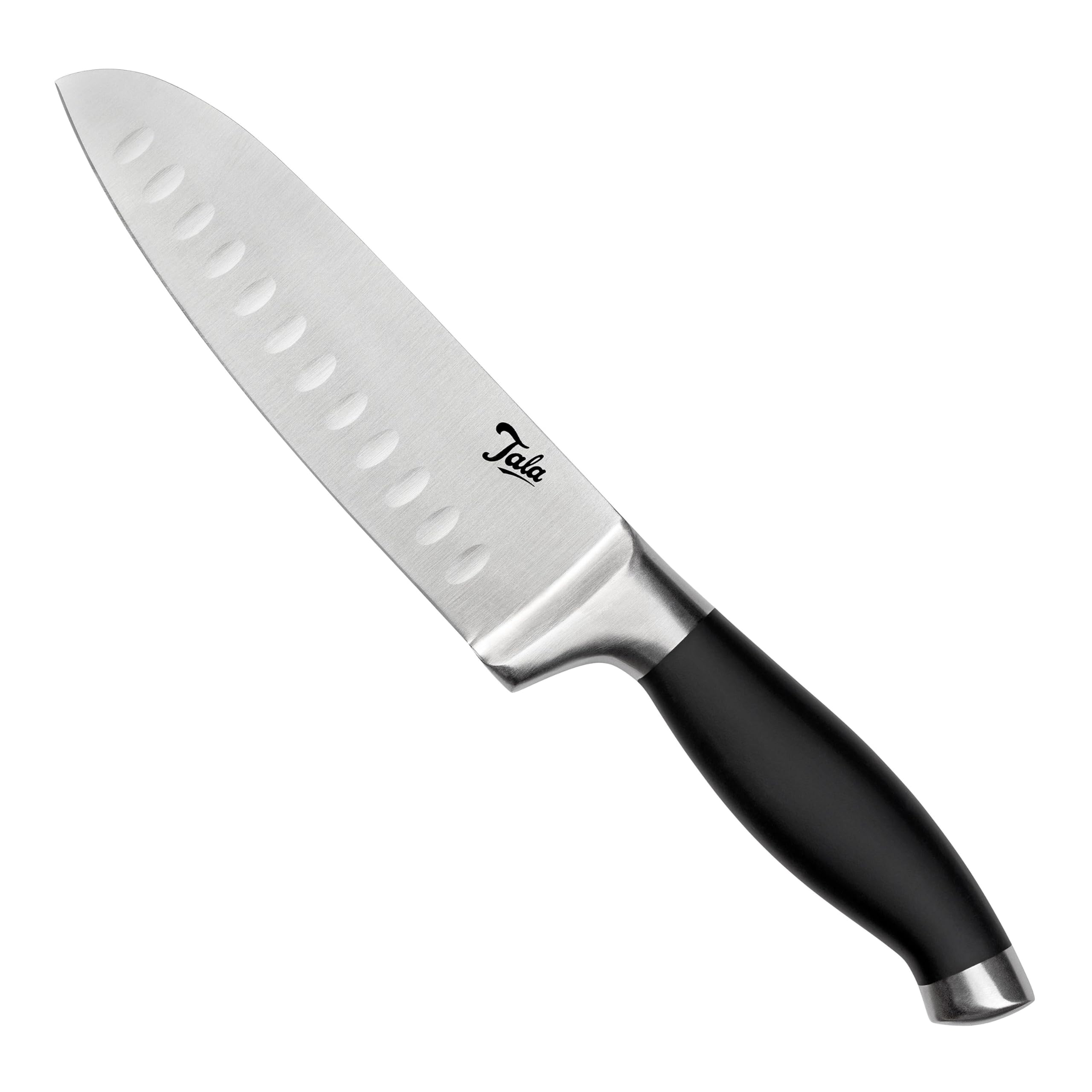 Tala Santoku Knife, Non-Slip Grip handle with 12.5 cm Manganese Steel infused Tapered Blade, Ideal for Slicing, Dicing and Mincing