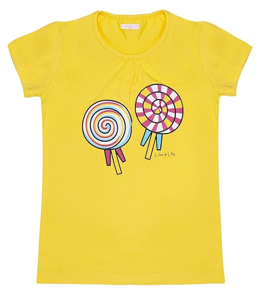Luke and Lilly Girls Printed Cotton Half Sleeve Tshirt (Pack of 1)