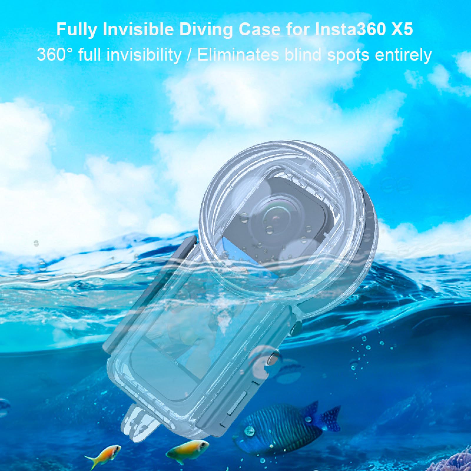 Carcasa impermeable de 50 m para Insta 360 X5, funda de buceo para Insta360 X5, funda de buceo invisible para accesorios de buceo subacuático