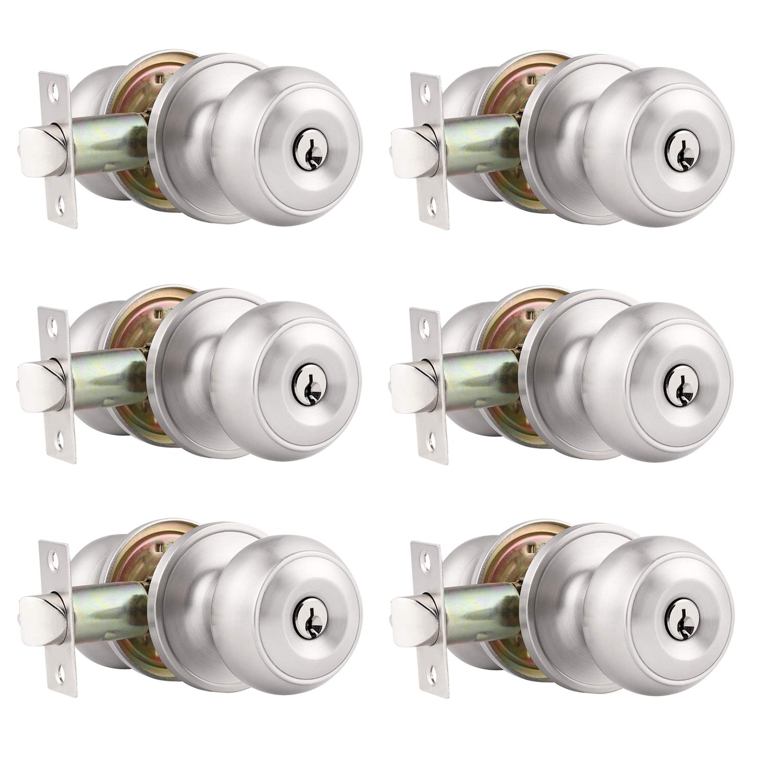 Antique Brass Door Knobs - Keyed Alike Lockset (Pack of 3) -26