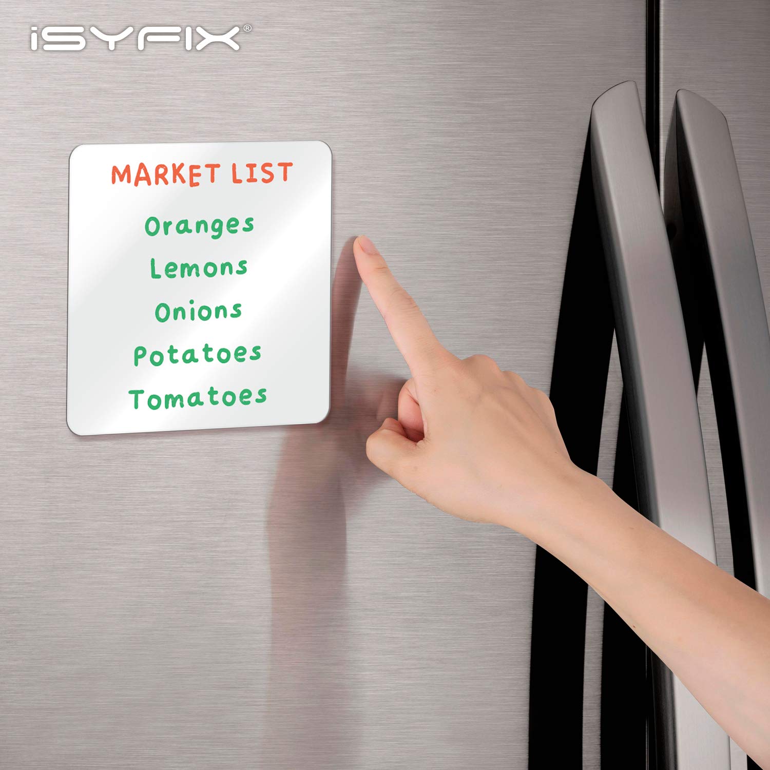 iSYFIX Magnetyczne notatki suchościeralne do tablicy, 14 x 14 cm, 6 sztuk, kwadratowe, dekoracyjna tablica magnetyczna do kuchni, dekoracji, biura, list artykułów spożywczych, metalowych pudełek