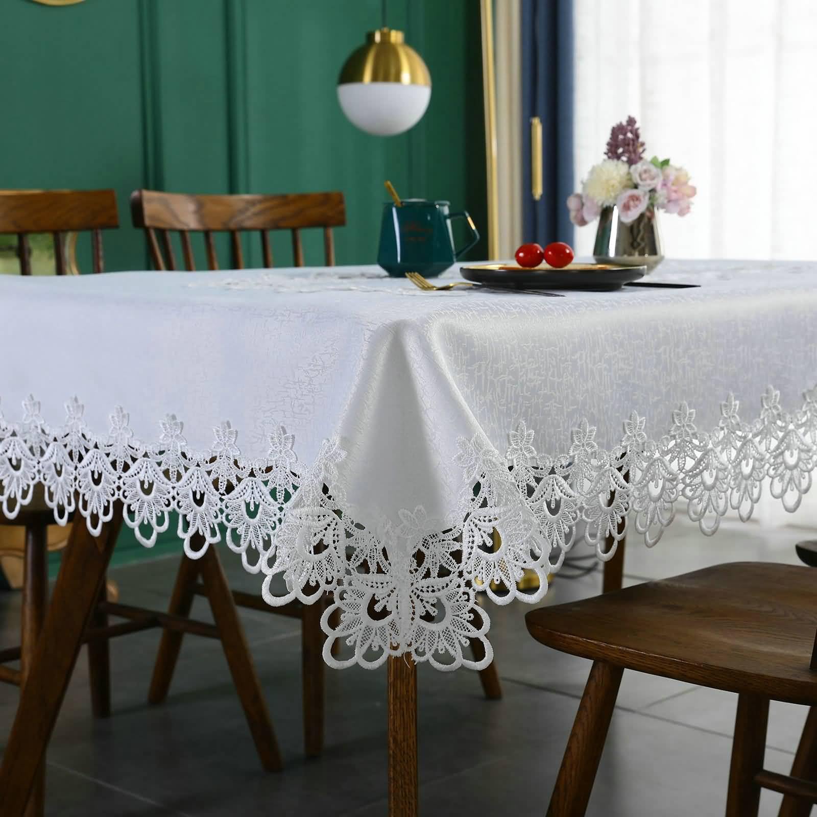 Tovaglie Antimacchia Poliestere, Bianco, 110x110cm