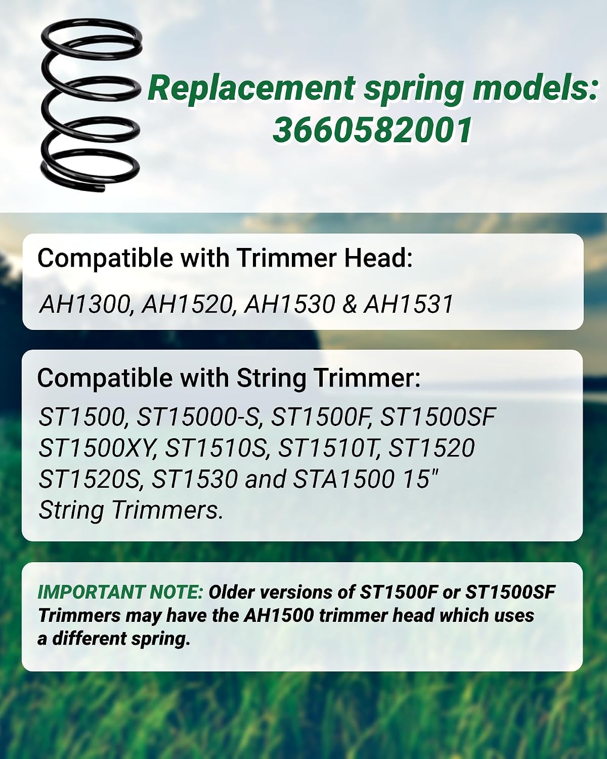 3660582001 Trimmer Head Compression Spring Compatible with EGO 15" ST1500 ST15000-S ST1500F ST1500SF ST1500XY ST1510S ST1510T ST1520 ST1520S ST1530 Trimmer,3660582001 Spring for EGO Head