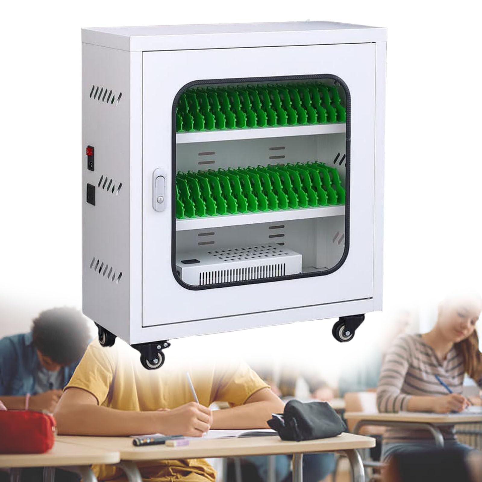 Stazioni di Ricarica per Cellulari + Armadietto per Cellulari 2 in 1 - Armadietto di Ricarica per Cellulari, Contenitore Portatile per Sale Conferenze in Aziende, 40 Scomparti