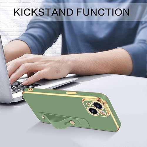 Miniatura 8 de GUAGUA Funda para iPhone 15 de 6.1 pulgadas con soporte para correa de muñeca, delgada, suave, galvanizada, TPU iPhone 15, funda protectora a prueba