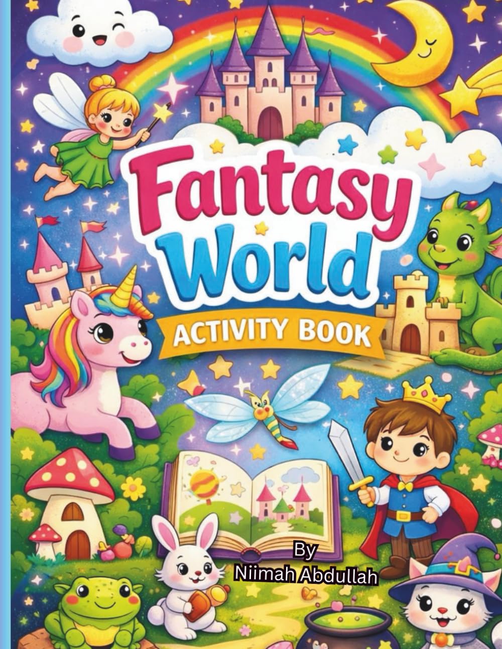 Fantasy World Colouring and Word Search Book for Kids: Fun Colouring Pages and Word Search Activities with Unicorns, Dragons, Fairies, and Magical Creatures
