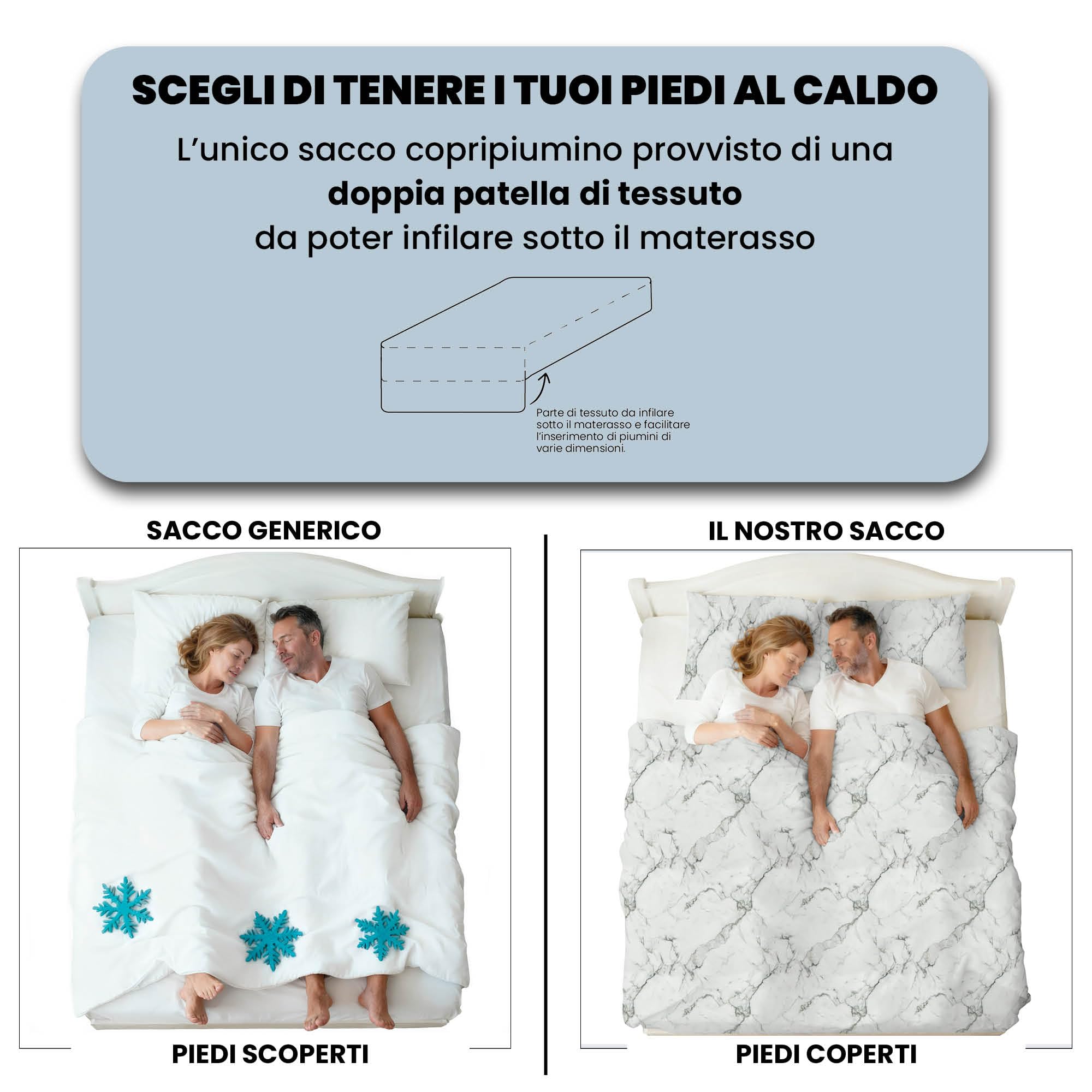 Set Copripiumino Microfibra Fashion, Lavorato in Italia - Parure Copri Piumino - Sacco Piumone 200x200 cm con Patella e federa Cuscino, Piazza e Mezza, Marble