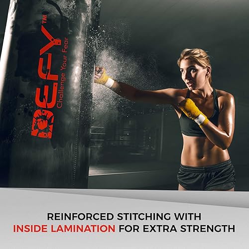 Miniatura 5 de DEFY - Saco de boxeo resistente para boxeo, bolsa de boxeo colgante sin relleno de cuero de alta calidad, saco de boxeo de 80 a 300 libras