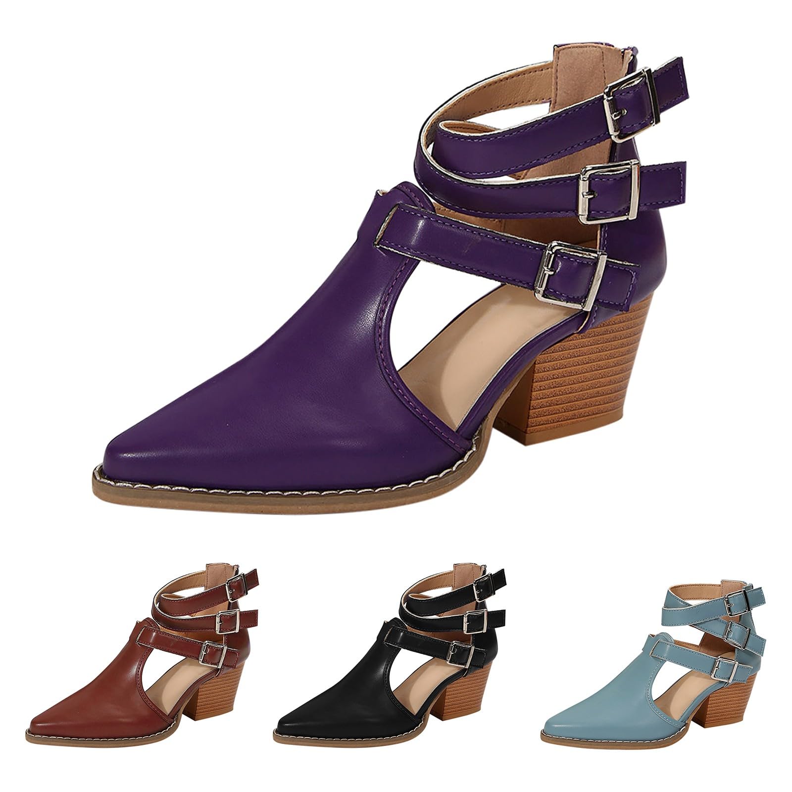 Sandali Donna con Zeppa Zeppe Estive Neri Comoda Sandali con tacco a punta fibbia a forma di parola da donna nuovi alla tinta unita grandi Platform Scarpe Nere Eleganti