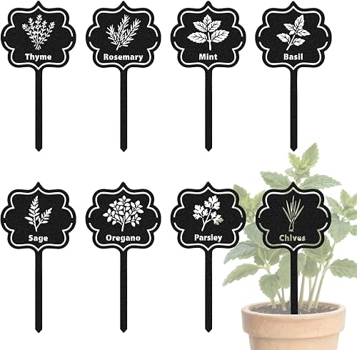 CUTHOLLOW 8PCS Metal Plant Markers Stakes Herbs for Outdoor Indoor, 18x9cm Waterproof Cute Garden Plant Labels Signs Tags for Farmhouse Greenhouse Decor - Funny Gardening Gifts