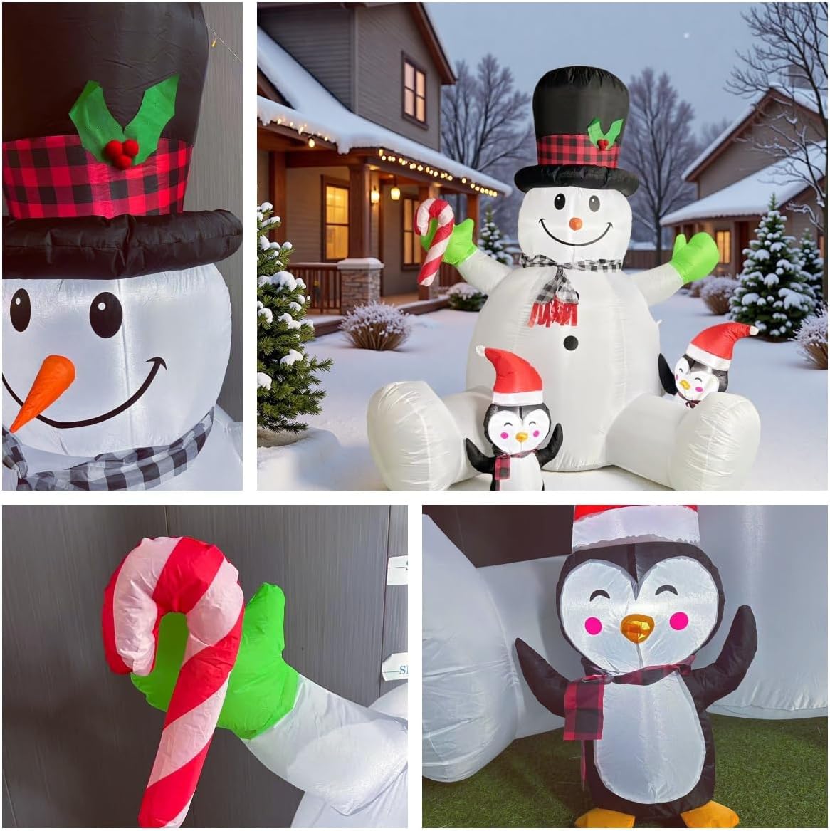 7 FT Inflatable Christma Decorations, Inflatable Snowman with Penguins, Christmas Blow Ups Yard Decorations with Colorful LED Lights, Christmas Inflatables for Garden Lawn Xmas Holiday - Image 4